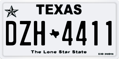 TX license plate DZH4411