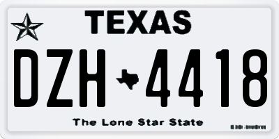 TX license plate DZH4418