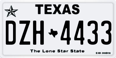 TX license plate DZH4433