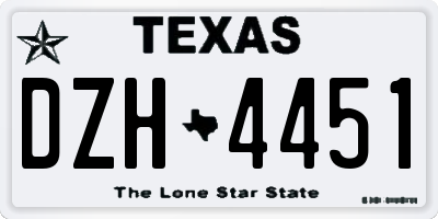 TX license plate DZH4451