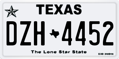 TX license plate DZH4452