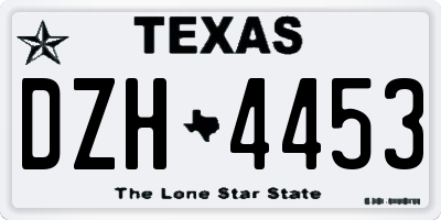 TX license plate DZH4453