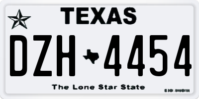 TX license plate DZH4454