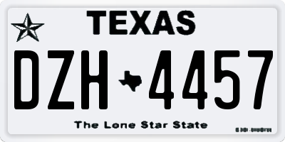 TX license plate DZH4457