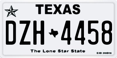 TX license plate DZH4458