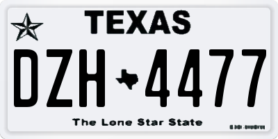 TX license plate DZH4477