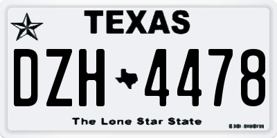 TX license plate DZH4478