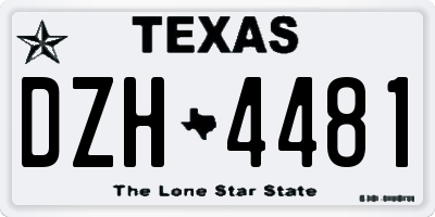 TX license plate DZH4481