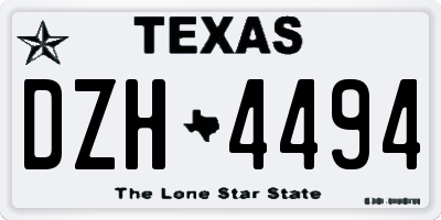 TX license plate DZH4494
