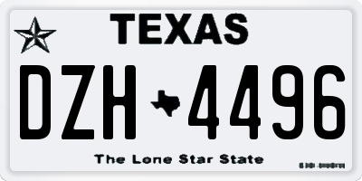 TX license plate DZH4496