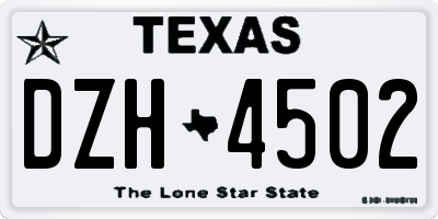 TX license plate DZH4502