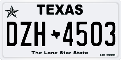 TX license plate DZH4503