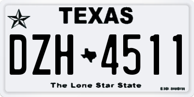 TX license plate DZH4511