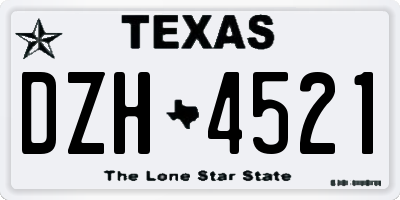 TX license plate DZH4521