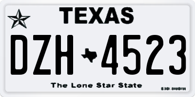 TX license plate DZH4523