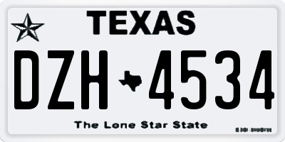 TX license plate DZH4534