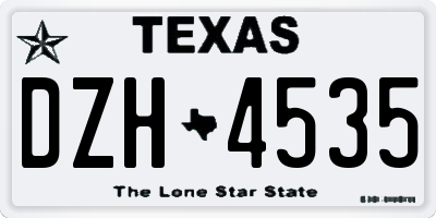 TX license plate DZH4535