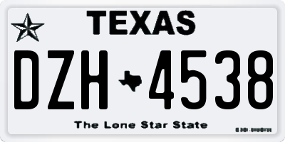 TX license plate DZH4538