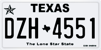 TX license plate DZH4551