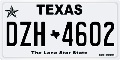 TX license plate DZH4602