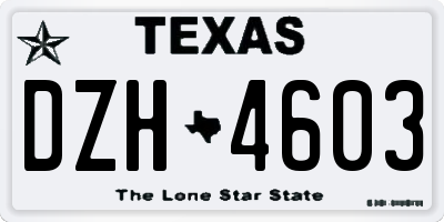 TX license plate DZH4603