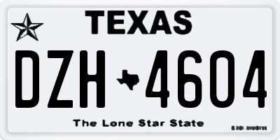 TX license plate DZH4604