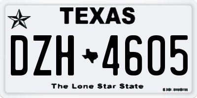 TX license plate DZH4605
