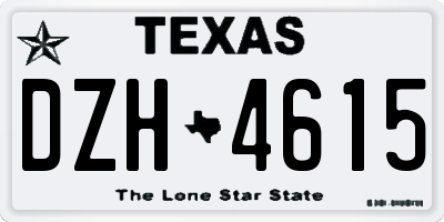 TX license plate DZH4615