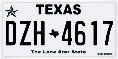 TX license plate DZH4617