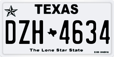 TX license plate DZH4634