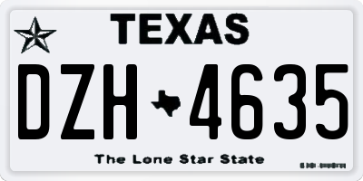 TX license plate DZH4635