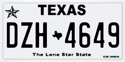 TX license plate DZH4649