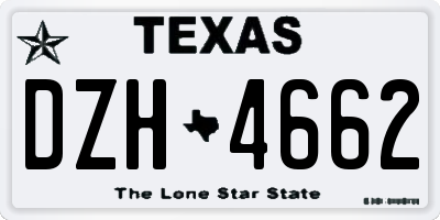 TX license plate DZH4662