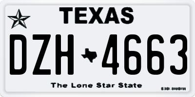 TX license plate DZH4663