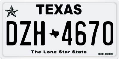 TX license plate DZH4670