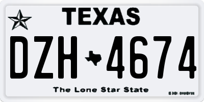 TX license plate DZH4674