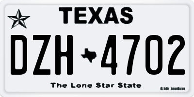 TX license plate DZH4702