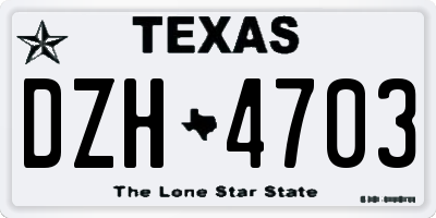 TX license plate DZH4703