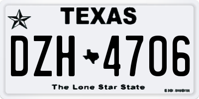 TX license plate DZH4706