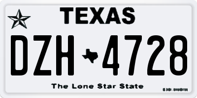 TX license plate DZH4728