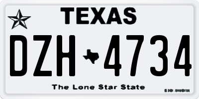 TX license plate DZH4734