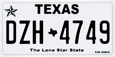 TX license plate DZH4749