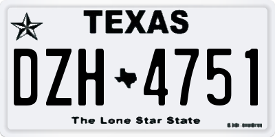 TX license plate DZH4751