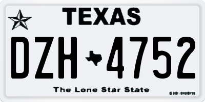 TX license plate DZH4752