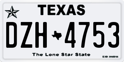TX license plate DZH4753