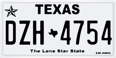 TX license plate DZH4754