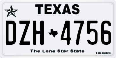 TX license plate DZH4756