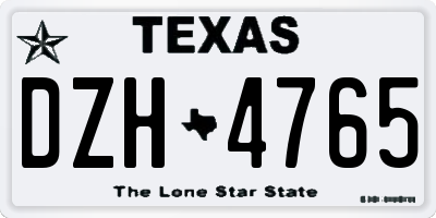 TX license plate DZH4765