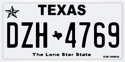 TX license plate DZH4769