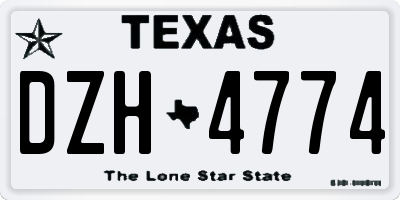 TX license plate DZH4774